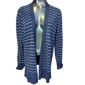 Croft & Barrow Women's Navy Blue/White Long Sleeve Open Front Cardigan XL